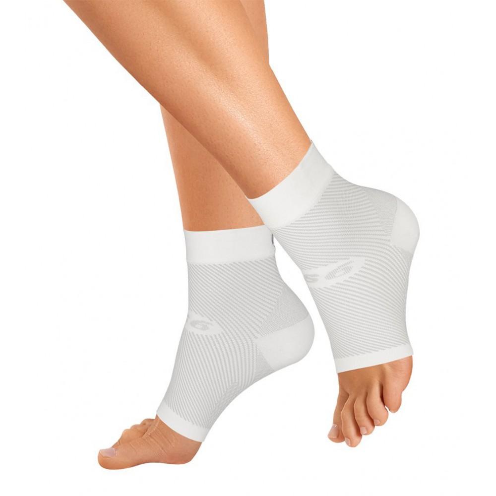 OS1st FS6 Plantar Fasciitis White Compression Foot Sleeves (Pair) - Small